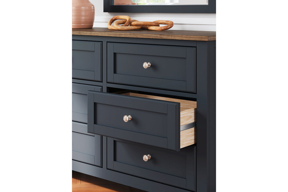 Landocken Brown/Blue Dresser and Mirror -  Ashley - Luna Furniture