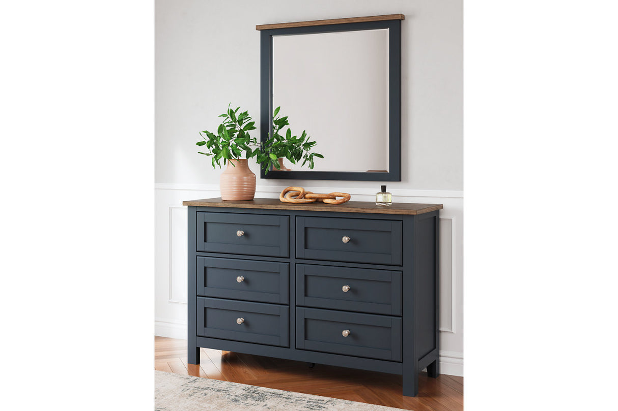 Landocken Brown/Blue Dresser and Mirror -  Ashley - Luna Furniture