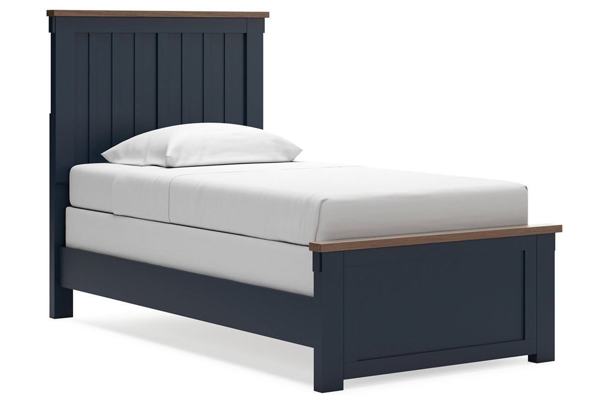 Landocken Brown/Blue Twin Panel Bed -  Ashley - Luna Furniture