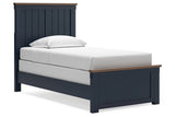 Landocken Brown/Blue Twin Panel Bed -  Ashley - Luna Furniture