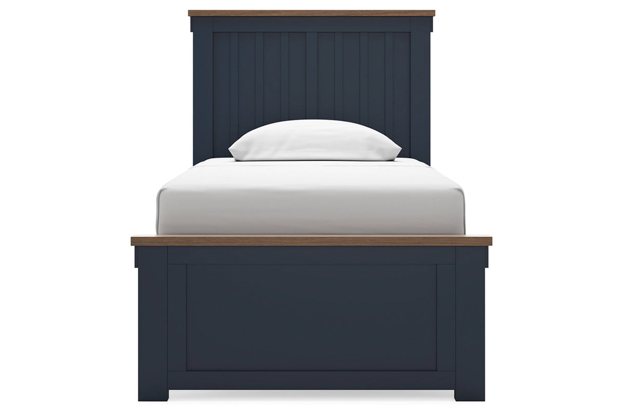 Landocken Brown/Blue Twin Panel Bed -  Ashley - Luna Furniture