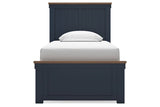 Landocken Brown/Blue Twin Panel Bed -  Ashley - Luna Furniture