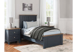 Landocken Brown/Blue Twin Panel Bed -  Ashley - Luna Furniture