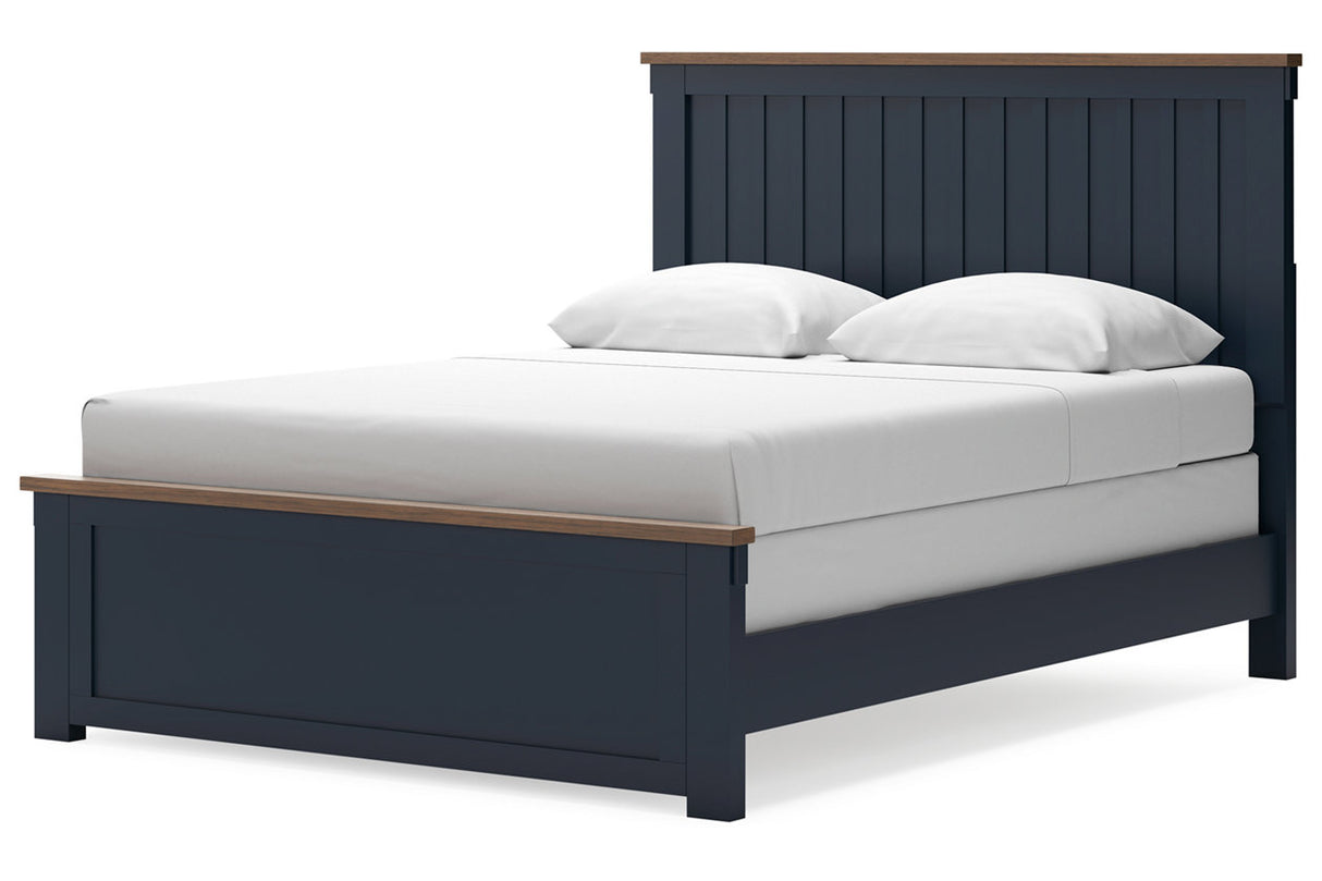 Landocken Brown/Blue Queen Panel Bed -  Ashley - Luna Furniture