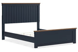 Landocken Brown/Blue Queen Panel Bed -  Ashley - Luna Furniture