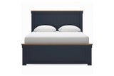 Landocken Brown/Blue Queen Panel Bed -  Ashley - Luna Furniture