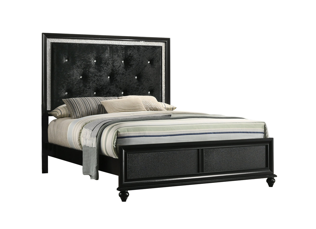 Lila Black Full Upholstered Panel Bed -  Crown Mark - Luna Furniture