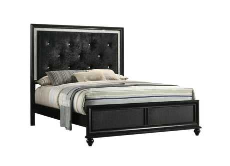 Lila Black Queen Upholstered Panel Bed -  Crown Mark - Luna Furniture