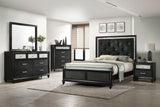 Lila Black Full Upholstered Panel Bed -  Crown Mark - Luna Furniture