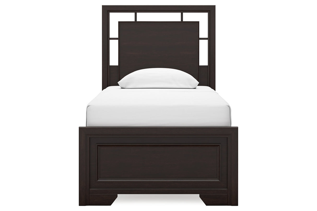 Covetown Dark Brown Twin Panel Bed -  Ashley - Luna Furniture