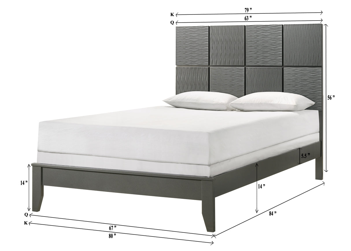 Denker Gunmetal Panel Bedroom Set -  Crown Mark - Luna Furniture