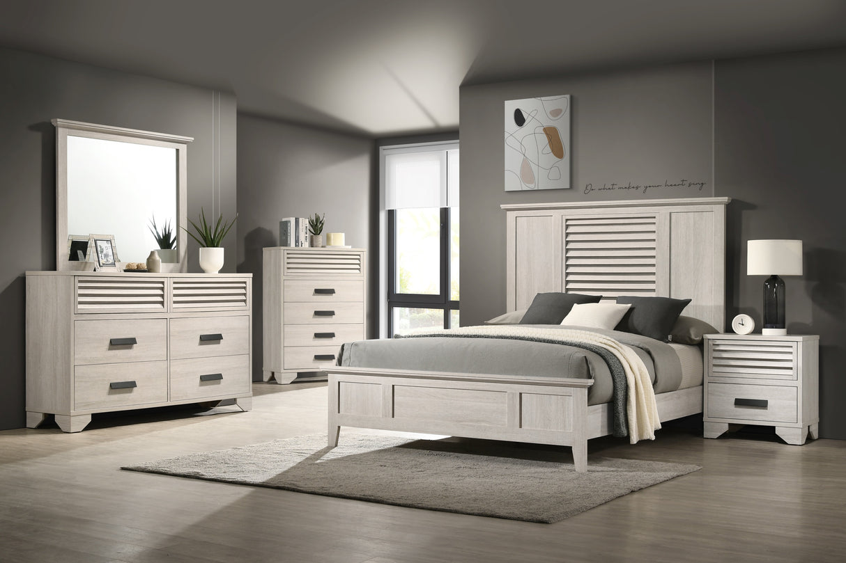 Sarter White Queen Panel Bed -  Crown Mark - Luna Furniture