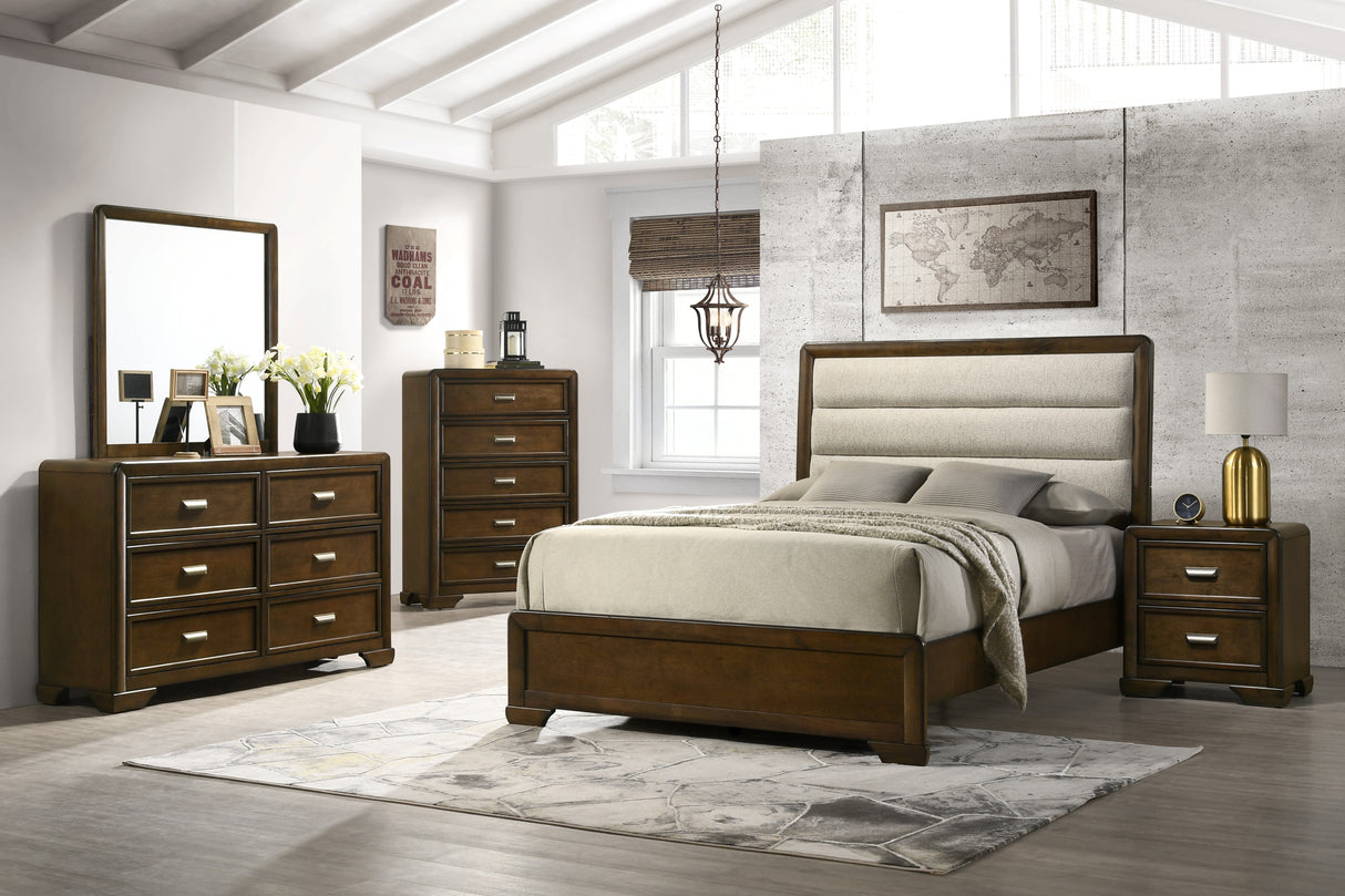 Coffield Brown Upholstered Panel Bedroom Set -  Crown Mark - Luna Furniture