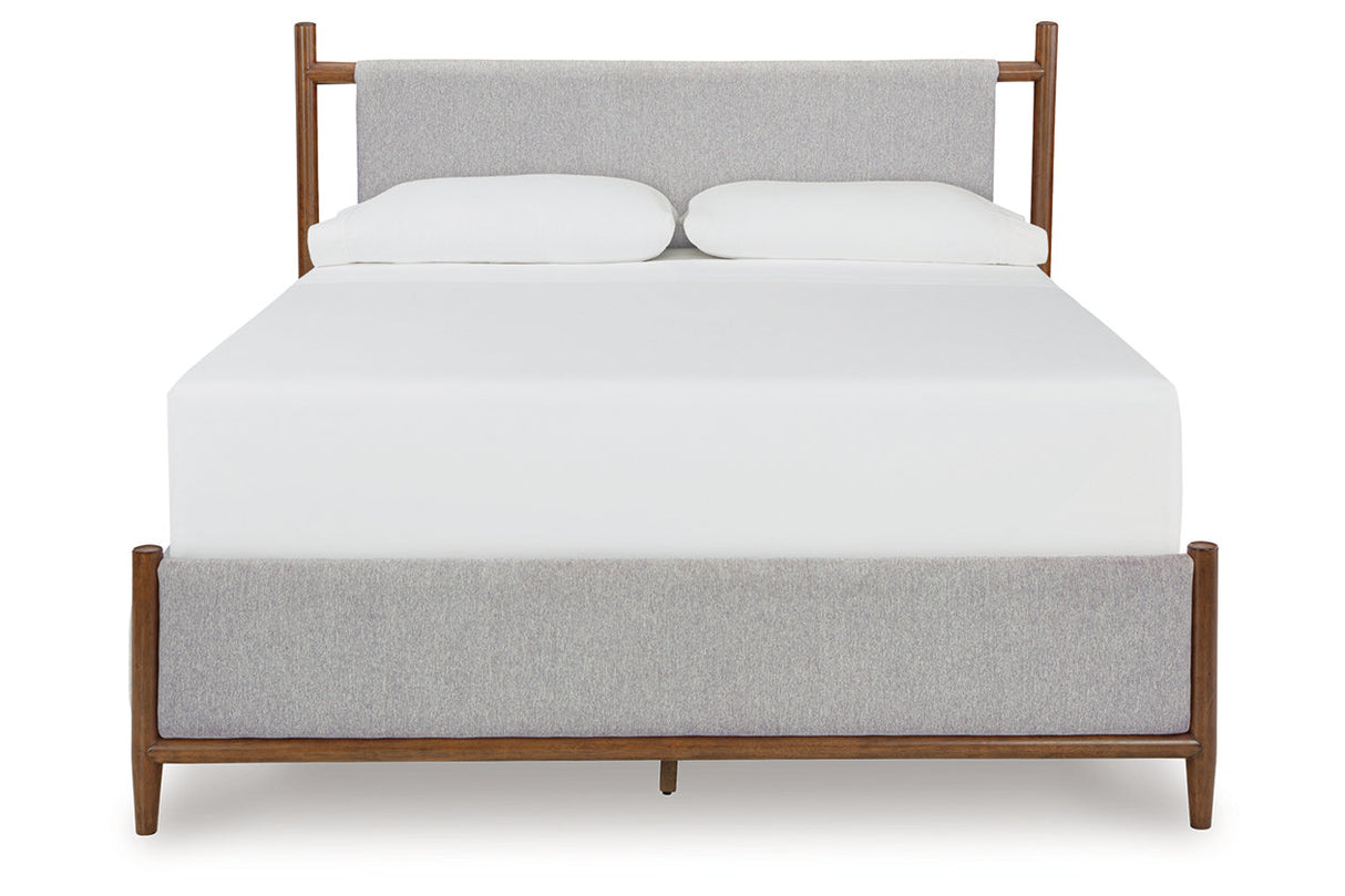 Lyncott Brown Queen Upholstered Panel Bed -  Ashley - Luna Furniture