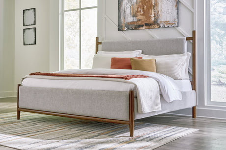 Lyncott Brown California King Upholstered Bed -  Ashley - Luna Furniture