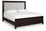 Neymorton Dark Grayish Brown Queen Upholstered Panel Bed from Ashley - Luna Furniture