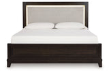 Neymorton Dark Grayish Brown Queen Upholstered Panel Bed from Ashley - Luna Furniture