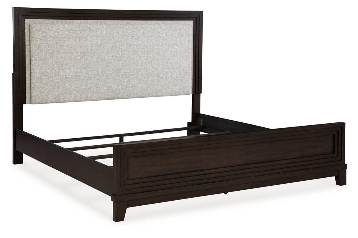 Neymorton Dark Grayish Brown Queen Upholstered Panel Bed from Ashley - Luna Furniture