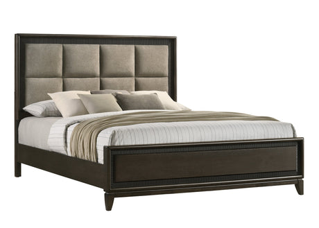 Saratoga Brown King Upholstered Panel Bed -  Crown Mark - Luna Furniture