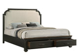 Hamilton Dark Brown Queen Upholstered Storage Platform Bed -  Crown Mark - Luna Furniture