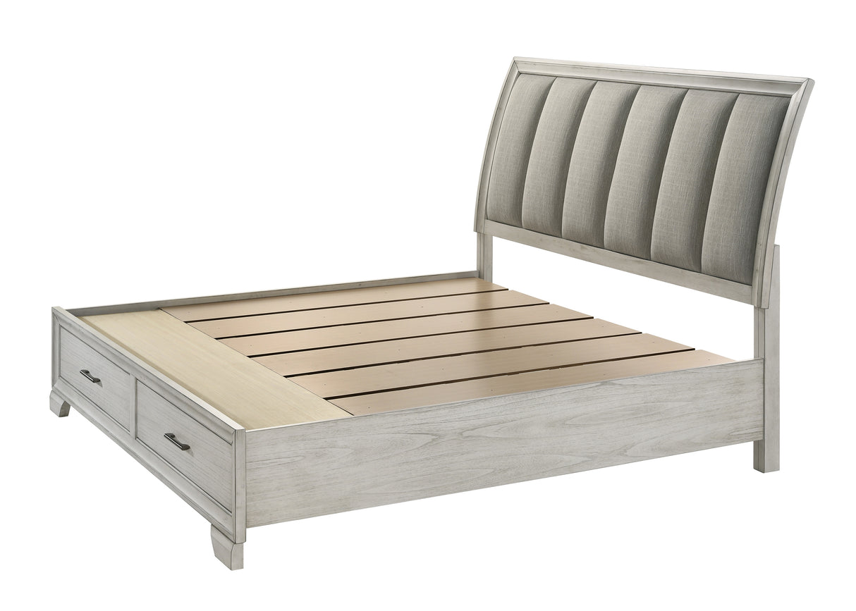 Jaymes White Mist Queen Footboard Storage Platform Bed -  Crown Mark - Luna Furniture