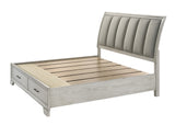 Jaymes White Mist Queen Footboard Storage Platform Bed -  Crown Mark - Luna Furniture