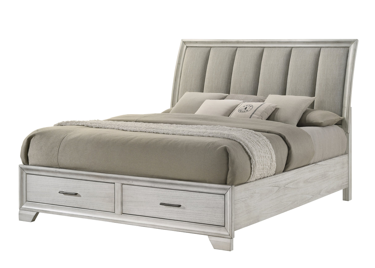 Jaymes White Mist Footboard Storage Platform Bedroom Set -  Crown Mark - Luna Furniture