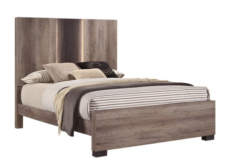 Rangley Brown King LED Panel Bed -  Crown Mark - Luna Furniture