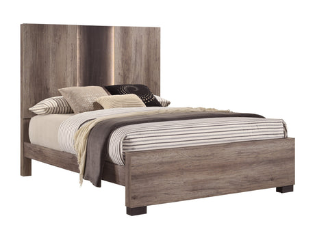 Rangley Brown Queen LED Panel Bed -  Crown Mark - Luna Furniture