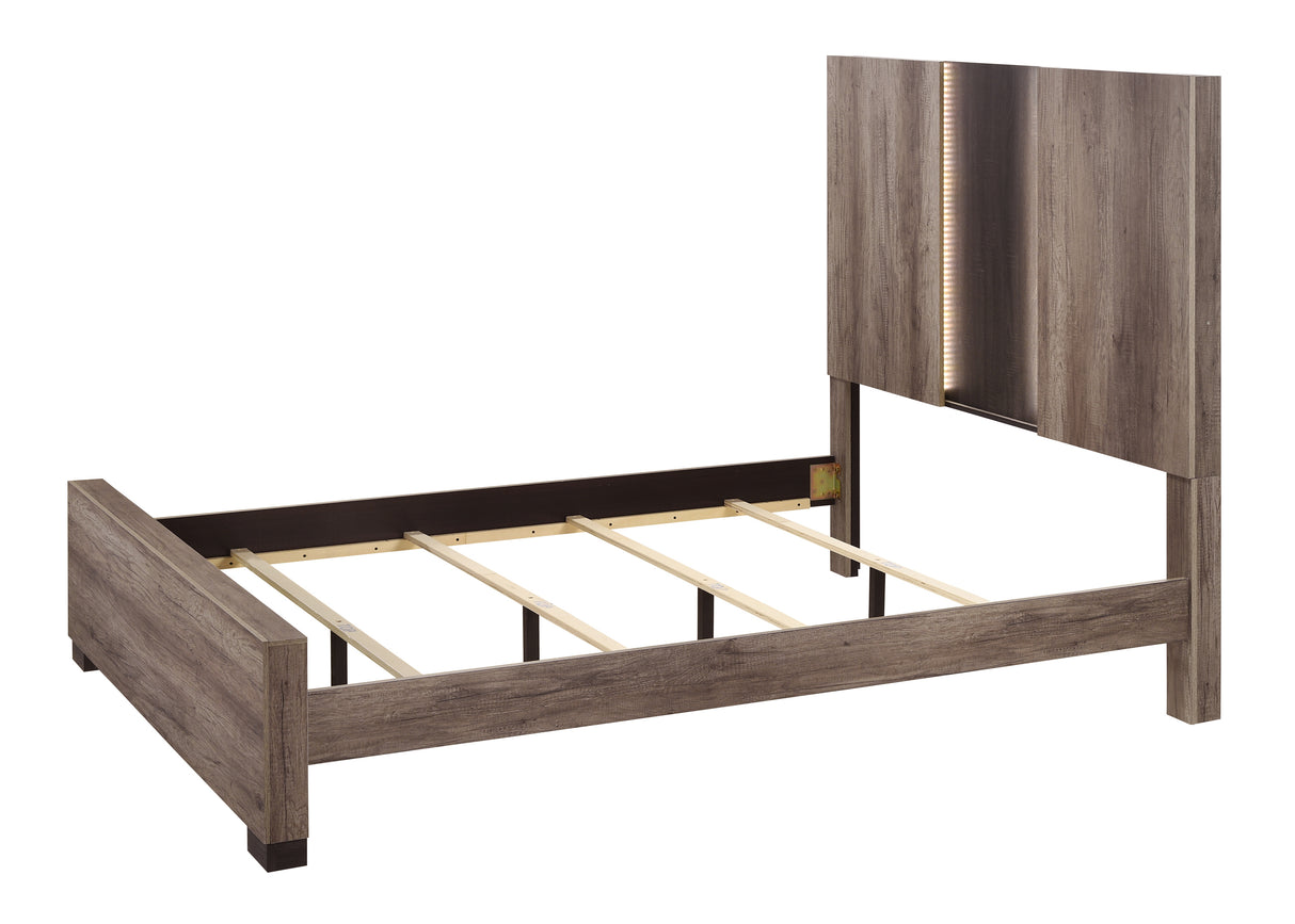 Rangley Brown Queen LED Panel Bed -  Crown Mark - Luna Furniture