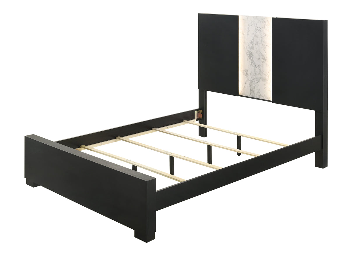 Rangley Black Queen LED Panel Bed -  Crown Mark - Luna Furniture