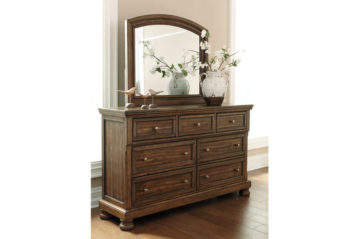 Flynnter Medium Brown Dresser and Mirror from Ashley - Luna Furniture