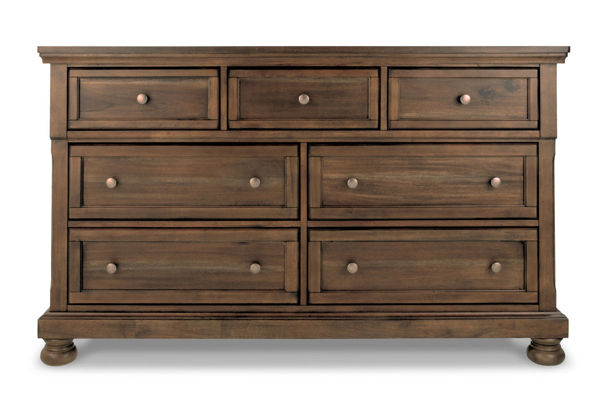 Flynnter Medium Brown Dresser and Mirror from Ashley - Luna Furniture