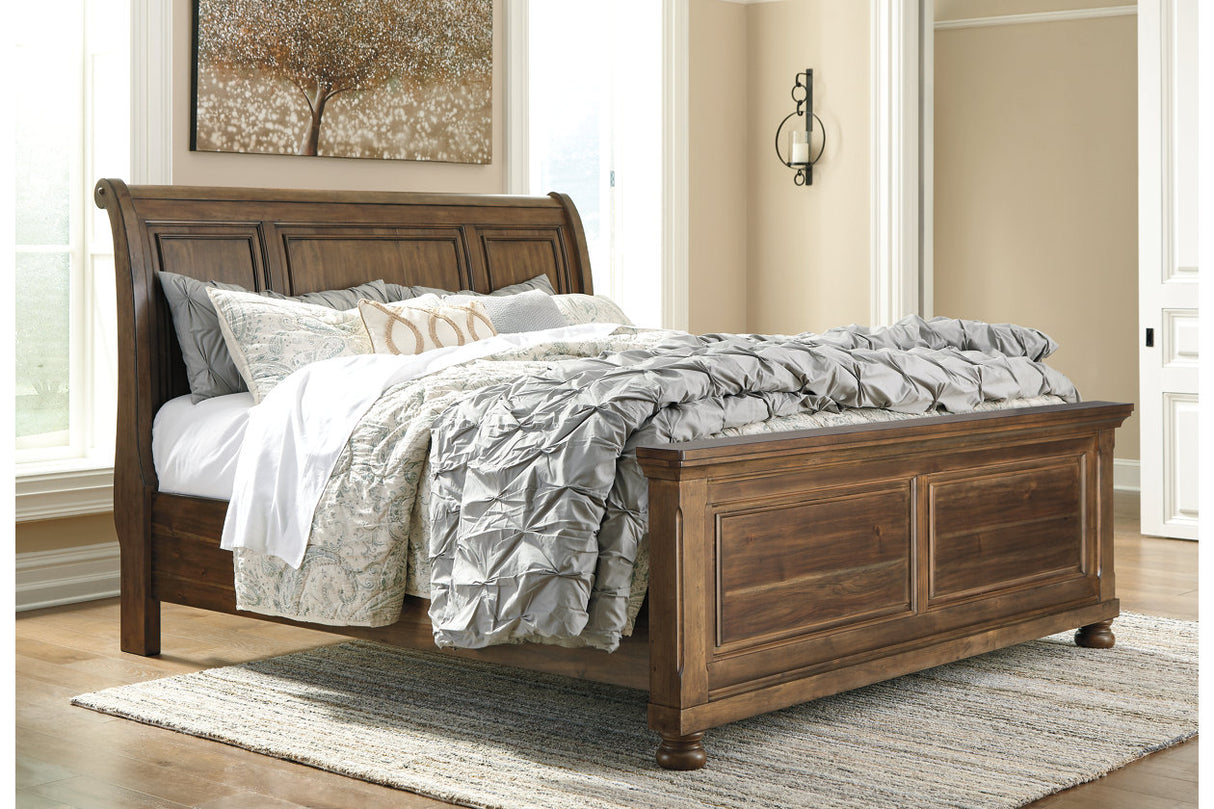 Flynnter Medium Brown King Sleigh Bed from Ashley - Luna Furniture