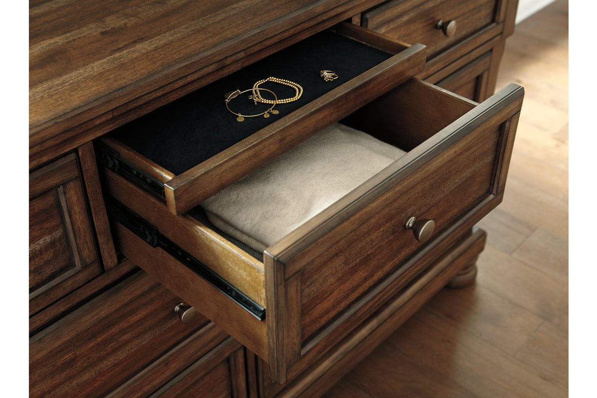 Flynnter Medium Brown Dresser and Mirror from Ashley - Luna Furniture