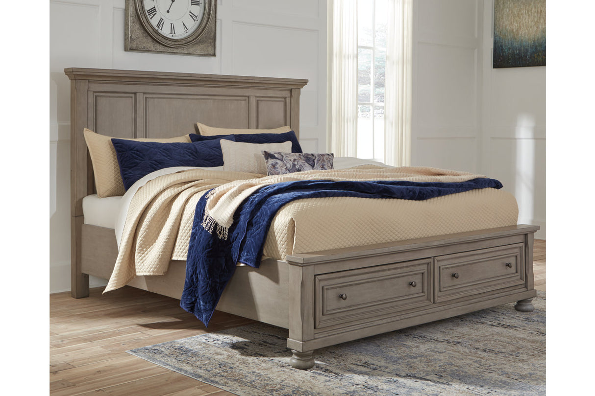 Lettner Light Gray California King Panel Storage bed -  Ashley - Luna Furniture