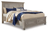 Lettner Light Gray California King Panel Storage bed -  Ashley - Luna Furniture