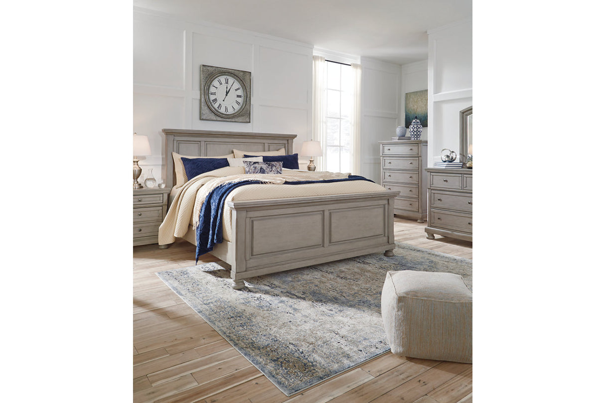 Lettner Light Gray California King Panel Bed -  Ashley - Luna Furniture