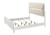 Eden White Boucle Upholstered LED Panel Bedroom Set -  Crown Mark - Luna Furniture