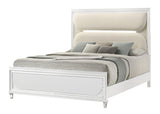 Eden White Boucle Upholstered LED Panel Bedroom Set -  Crown Mark - Luna Furniture