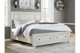 Robbinsdale Antique White King Panel Storage Bed -  Ashley - Luna Furniture