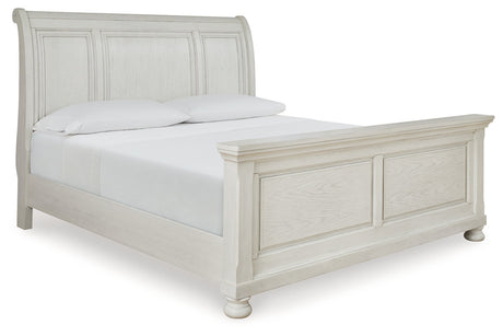 Robbinsdale Antique White King Sleigh Bed -  Ashley - Luna Furniture