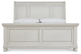 Robbinsdale Antique White King Sleigh Bed -  Ashley - Luna Furniture