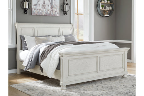 Robbinsdale Antique White Queen Sleigh Bed -  Ashley - Luna Furniture