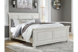 Robbinsdale Antique White King Sleigh Bed -  Ashley - Luna Furniture