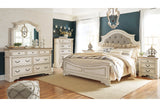 Realyn Chipped White California King Upholstered Panel Bed -  Ashley - Luna Furniture