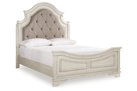 Realyn Chipped White Queen Upholstered Panel Bed -  Ashley - Luna Furniture