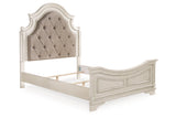 Realyn Chipped White Queen Upholstered Panel Bed -  Ashley - Luna Furniture