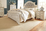 Realyn Chipped White California King Upholstered Panel Bed -  Ashley - Luna Furniture