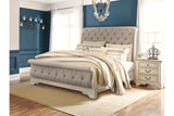 Realyn Chipped White Queen Sleigh Bed -  Ashley - Luna Furniture